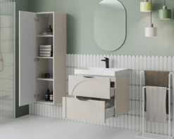 welltime Hängeschrank »FLOW CIRCLE rechts/links montierbar, Breite 35 cm, modernes Design« Schrank mit 3 Einlegeböden, Push-to-open-Function