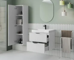 welltime Hängeschrank »FLOW SIMPLE rechts/links montierbar, Breite 35 cm, modernes Design« Schrank mit 3 Einlegeböden, Push-to-open-Function