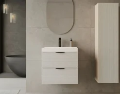 welltime Hängeschrank »FLOW STRIPE rechts/links montierbar, Breite 35 cm, modernes Design« Schrank mit 3 Einlegeböden, Push-to-open-Function