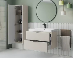 welltime Hängeschrank »FLOW STRIPE rechts/links montierbar, Breite 35 cm, modernes Design« Schrank mit 3 Einlegeböden, Push-to-open-Function