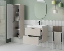 welltime Hängeschrank »FLOW STRIPE rechts/links montierbar, Breite 35 cm, modernes Design« Schrank mit 3 Einlegeböden, Push-to-open-Function