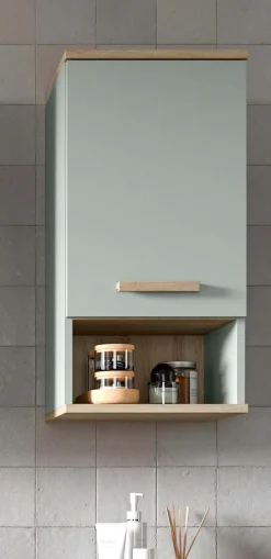 welltime Hängeschrank »MINTTU, Höhe 68 cm, 1 Tür, 1 Einlegeboden, 1 offenes Fach« Türanschlag rechts und links montierbar,Badmöbel, Badschrank, Schrank, Bad, Wandschrank
