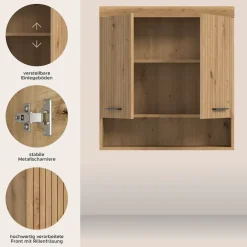 welltime Hängeschrank »SIENA, Breite 74cm, 2 Türen, 1 offenes Fächer, MDF-Front« TOPSELLER!,in verschiedenen Farben erhältlich, Badmöbel, Badschrank, Schrank, Bad