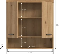 welltime Hängeschrank »SIENA, Breite 74cm, 2 Türen, 1 offenes Fächer, MDF-Front« TOPSELLER!,in verschiedenen Farben erhältlich, Badmöbel, Badschrank, Schrank, Bad