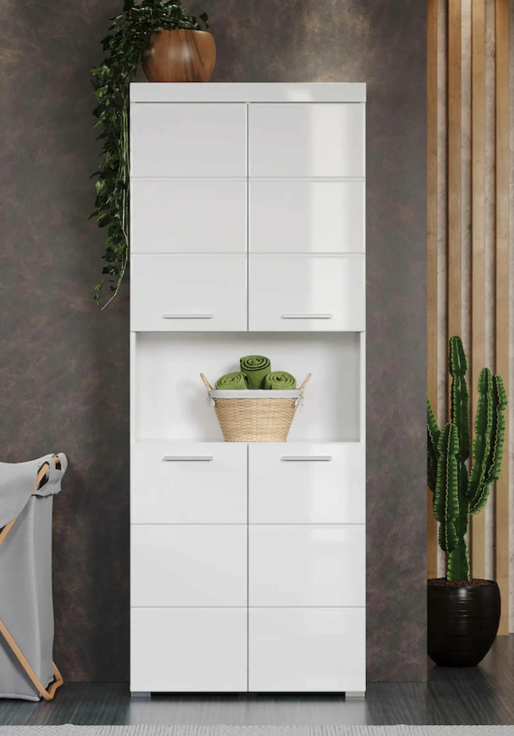 welltime Hochschrank »Avena« Badschrank 4-türig mit o. Fach und 4 Einlegeböden - B/T/H 73/31/190 cm