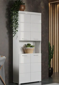 welltime Hochschrank »Avena« Badschrank 4-türig mit o. Fach und 4 Einlegeböden - B/T/H 73/31/190 cm