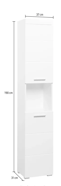 welltime Hochschrank »Avena« Badschrank mit 2 Türen & 1 Fach - (B/T/H) 37/31/190 cm