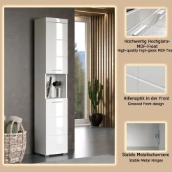 welltime Hochschrank »Avena« Badschrank mit 2 Türen & 1 Fach - (B/T/H) 37/31/190 cm