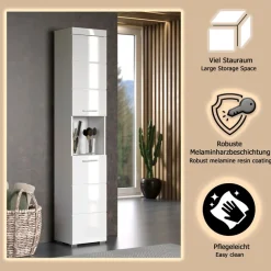 welltime Hochschrank »Avena« Badschrank mit 2 Türen & 1 Fach - (B/T/H) 37/31/190 cm