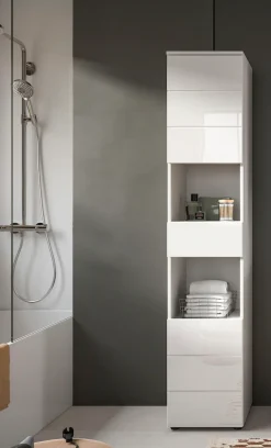 welltime Hochschrank »BIEL, Höhe 190 cm, 2 Türen, 1 Schubkasten« 1 Stk. tlg. Türanschlag wechselbar, modernes Design, Badschrank, Unterschrank, Bad