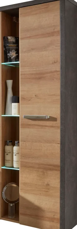 welltime Hochschrank »Bilbao« Hänge-Badschrank mit innen verspiegelter Tür und 3 Glasböden