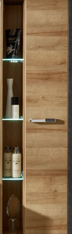 welltime Hochschrank »Bilbao« Hänge-Badschrank mit innen verspiegelter Tür und 3 Glasböden