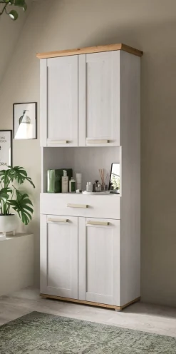 welltime Hochschrank »COSENZA, Höhe 187cm, 4 Türen, 1 Schubkasten, 1 offenes Fach« in Landhausoptik, mit weiteren Artikel der Serie kombinierbar, 1 Stk. tlg. Hochschrank, Bad, Badezimmerschrank
