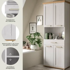 welltime Hochschrank »COSENZA, Höhe 187cm, 4 Türen, 1 Schubkasten, 1 offenes Fach« in Landhausoptik, mit weiteren Artikel der Serie kombinierbar, 1 Stk. tlg. Hochschrank, Bad, Badezimmerschrank