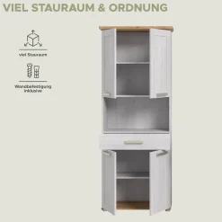 welltime Hochschrank »COSENZA, Höhe 187cm, 4 Türen, 1 Schubkasten, 1 offenes Fach« in Landhausoptik, mit weiteren Artikel der Serie kombinierbar, 1 Stk. tlg. Hochschrank, Bad, Badezimmerschrank