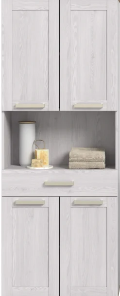welltime Hochschrank »COSENZA, Höhe 187cm, 4 Türen, 1 Schubkasten, 1 offenes Fach« in Landhausoptik, mit weiteren Artikel der Serie kombinierbar, 1 Stk. tlg. Hochschrank, Bad, Badezimmerschrank
