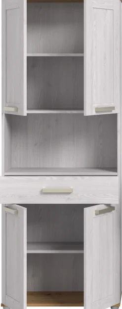 welltime Hochschrank »COSENZA, Höhe 187cm, 4 Türen, 1 Schubkasten, 1 offenes Fach« in Landhausoptik, mit weiteren Artikel der Serie kombinierbar, 1 Stk. tlg. Hochschrank, Bad, Badezimmerschrank