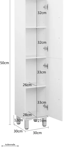 welltime Hochschrank »Florenz« Breite 30cm,Badezimmerschrank,Badschrank,2 Türen