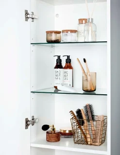 welltime Hochschrank »G-Line« mit Rillentür, Chromgriff, Soft-Close-Funktion