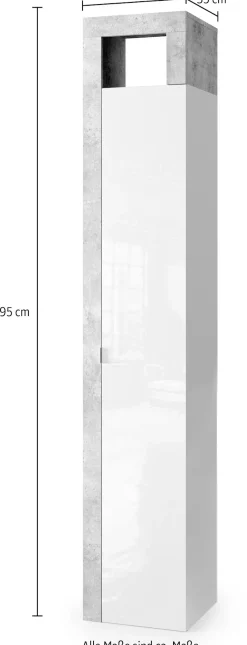 welltime Hochschrank »Hamburg Höhe 195 cm, Breite 35 cm, Badezimmerschrank mit 1 Tür,« dekorativer Rahmen, offenes Fach, Metallgriff, 5 Einlegeböden