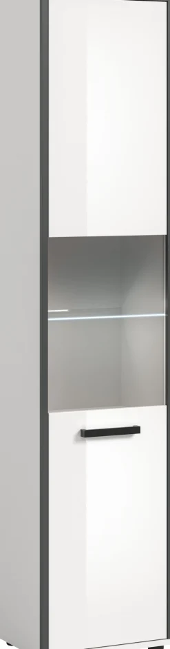 welltime Hochschrank »KAJO, hochglanz Front, inkl. Beleuchtung, Glastür, 6 Fächer« 2 Stk. tlg. Badschrank, Hochschrank, Bad, Badezimmer