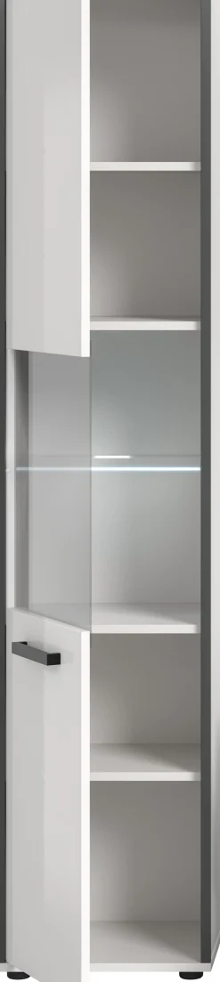 welltime Hochschrank »KAJO, hochglanz Front, inkl. Beleuchtung, Glastür, 6 Fächer« 2 Stk. tlg. Badschrank, Hochschrank, Bad, Badezimmer