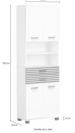 welltime Hochschrank »Katta, Hochschrank, Made in Germany, B: 59 cm« Solide Verarbeitung - Dieses Produkt ist in Deutschland gefertigt
