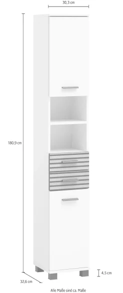 welltime Hochschrank »Katta, Hochschrank, Made in Germany, B: 30 cm« Solide Verarbeitung - Dieses Produkt ist in Deutschland gefertigt