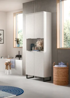 welltime Hochschrank »Litica, Höhe 193 cm, 4 Türen, 2 Einlegeböden, 1 offenes Fach« Badschrank, Standschrank, Badezimmer, Bad-Möbel
