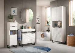 welltime Hochschrank »Litica, Höhe 193 cm, 4 Türen, 2 Einlegeböden, 1 offenes Fach« Badschrank, Standschrank, Badezimmer, Bad-Möbel