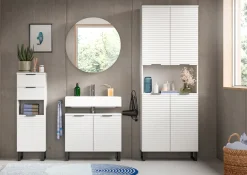 welltime Hochschrank »Litica, Höhe 193 cm, 4 Türen, 2 Einlegeböden, 1 offenes Fach« Badschrank, Standschrank, Badezimmer, Bad-Möbel