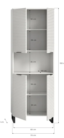 welltime Hochschrank »Litica, Höhe 193 cm, 4 Türen, 2 Einlegeböden, 1 offenes Fach« Badschrank, Standschrank, Badezimmer, Bad-Möbel