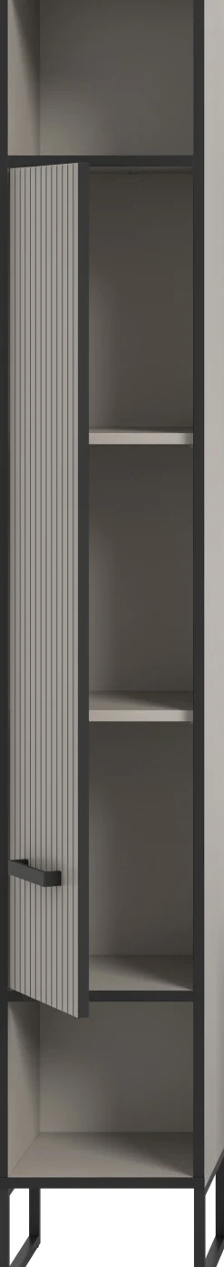 welltime Hochschrank »Locri, Höhe 192 cm, Rillenoptik, Metall Kufen« 1 Stk. tlg. Türanschlag wechselbar, modernes Design, Badschrank, Bad