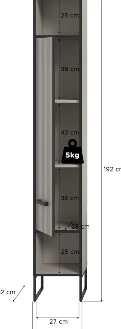 welltime Hochschrank »Locri, Höhe 192 cm, Rillenoptik, Metall Kufen« 1 Stk. tlg. Türanschlag wechselbar, modernes Design, Badschrank, Bad
