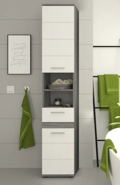 welltime Hochschrank »LUCCA, Breite 35cm, 2 Türen, 1 Schubkasten, 2 Fächer« MDF-Front, Türanschlag wechselbar, Badmöbel, Badschrank, Badezimmer