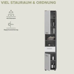 welltime Hochschrank »LUCCA, Breite 35cm, 2 Türen, 1 Schubkasten, 2 Fächer« MDF-Front, Türanschlag wechselbar, Badmöbel, Badschrank, Badezimmer