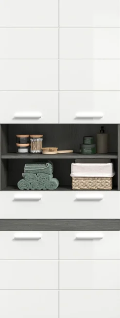welltime Hochschrank »LUCCA, Breite 70cm, 4 Türen, 1 Schubkasten, 7 Fächer« Badschrank, Badmöbel, Badezimmer, Universalschrank, Mehrzweckschrank