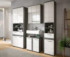 welltime Hochschrank »LUCCA, Breite 70cm, 4 Türen, 1 Schubkasten, 7 Fächer« Badschrank, Badmöbel, Badezimmer, Universalschrank, Mehrzweckschrank