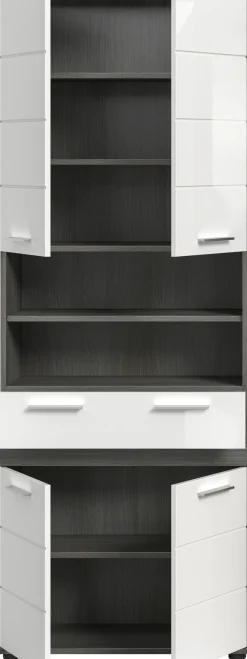 welltime Hochschrank »LUCCA, Breite 70cm, 4 Türen, 1 Schubkasten, 7 Fächer« Badschrank, Badmöbel, Badezimmer, Universalschrank, Mehrzweckschrank