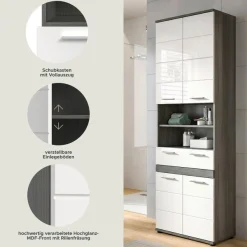 welltime Hochschrank »LUCCA, Breite 70cm, 4 Türen, 1 Schubkasten, 7 Fächer« Badschrank, Badmöbel, Badezimmer, Universalschrank, Mehrzweckschrank