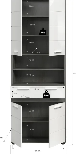 welltime Hochschrank »LUCCA, Breite 70cm, 4 Türen, 1 Schubkasten, 7 Fächer« Badschrank, Badmöbel, Badezimmer, Universalschrank, Mehrzweckschrank