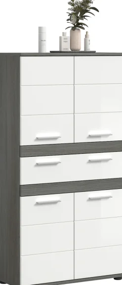 welltime Hochschrank »LUCCA, Höhe 137cm, 4 Türen, 1 Schubkasten, 4 Fächer« Badschrank, Badmöbel, Badezimmer, Universalschrank, Mehrzweckschrank