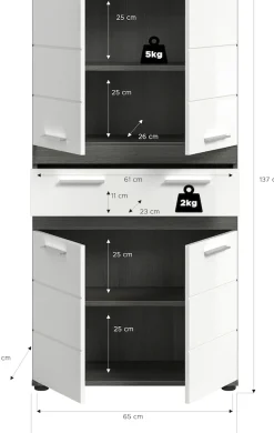 welltime Hochschrank »LUCCA, Höhe 137cm, 4 Türen, 1 Schubkasten, 4 Fächer« Badschrank, Badmöbel, Badezimmer, Universalschrank, Mehrzweckschrank