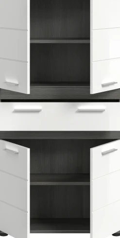 welltime Hochschrank »LUCCA, Höhe 137cm, 4 Türen, 1 Schubkasten, 4 Fächer« Badschrank, Badmöbel, Badezimmer, Universalschrank, Mehrzweckschrank