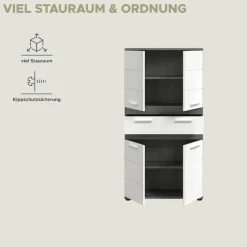 welltime Hochschrank »LUCCA, Höhe 137cm, 4 Türen, 1 Schubkasten, 4 Fächer« Badschrank, Badmöbel, Badezimmer, Universalschrank, Mehrzweckschrank