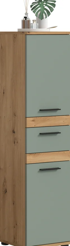 welltime Hochschrank »LUCCA, Höhe 137 cm, 2 Türen, 1 Schubkasten, 2 Fachböden,« Badschrank, Bad-Möbel, Badezimmer