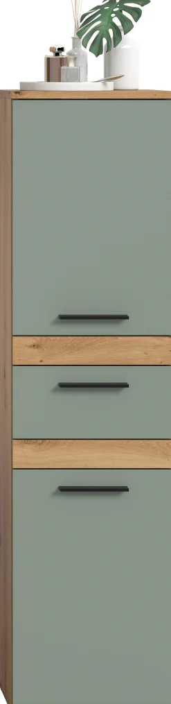 welltime Hochschrank »LUCCA, Höhe 137 cm, 2 Türen, 1 Schubkasten, 2 Fachböden,« Badschrank, Bad-Möbel, Badezimmer