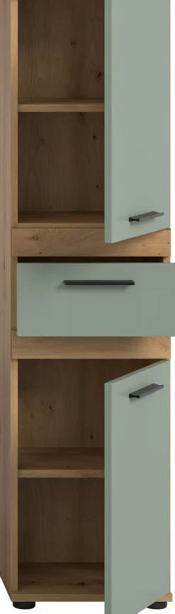 welltime Hochschrank »LUCCA, Höhe 137 cm, 2 Türen, 1 Schubkasten, 2 Fachböden,« Badschrank, Bad-Möbel, Badezimmer