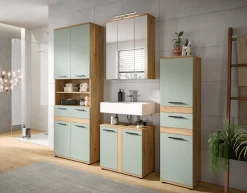 welltime Hochschrank »LUCCA, Höhe 137 cm, 2 Türen, 1 Schubkasten, 2 Fachböden,« Badschrank, Bad-Möbel, Badezimmer