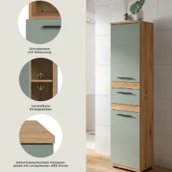 welltime Hochschrank »LUCCA, Höhe 137 cm, 2 Türen, 1 Schubkasten, 2 Fachböden,« Badschrank, Bad-Möbel, Badezimmer
